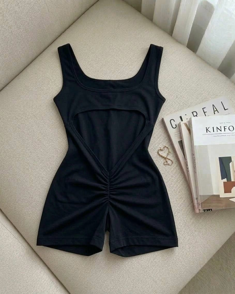Seamless (Dikişsiz) Fitilli Biker Kısa Tulum