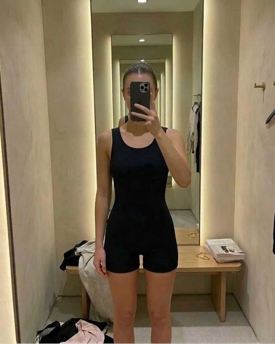 Seamless (Dikişsiz) Fitilli Biker Kısa Tulum