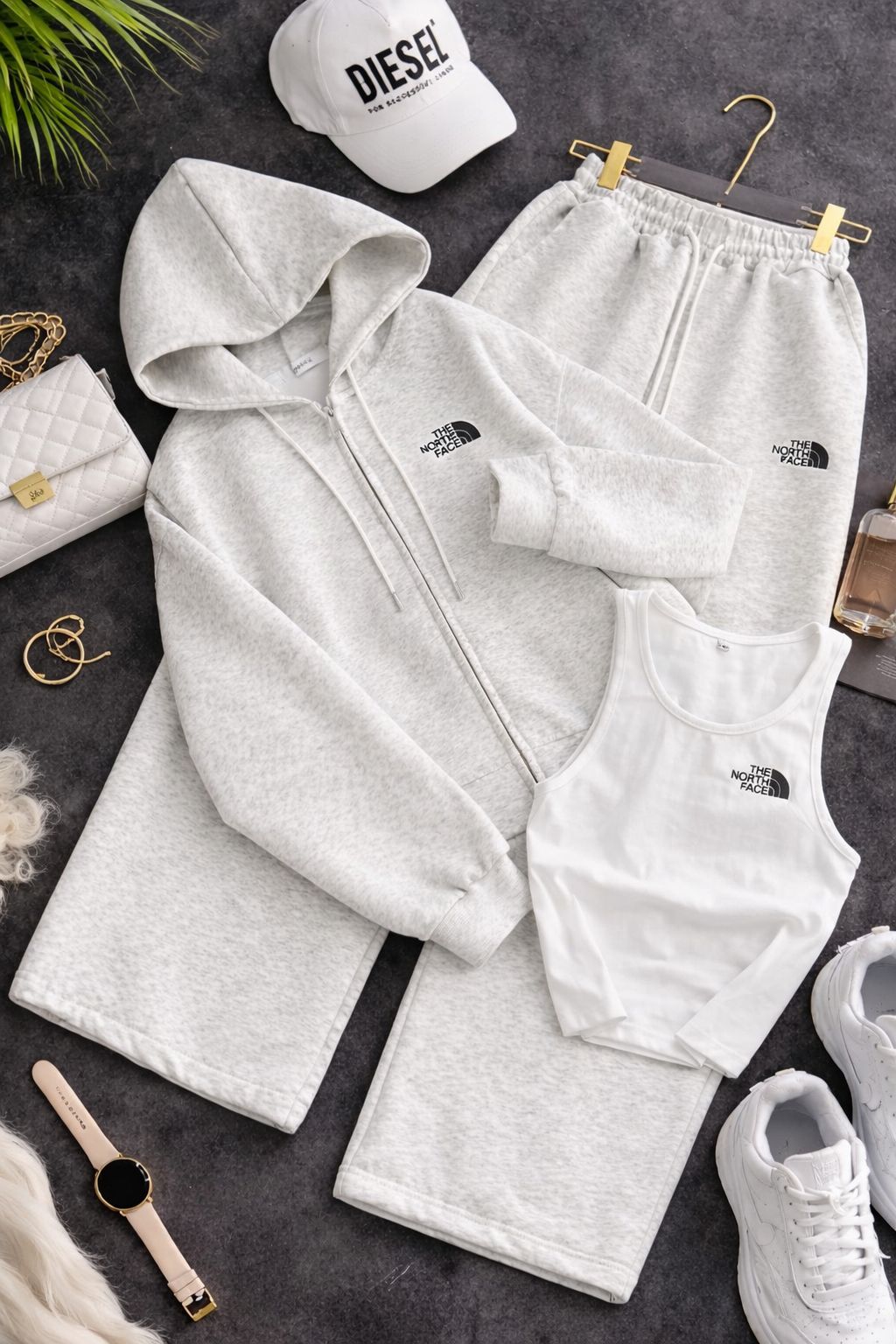 The North Face 3'lü Set Takım Gri