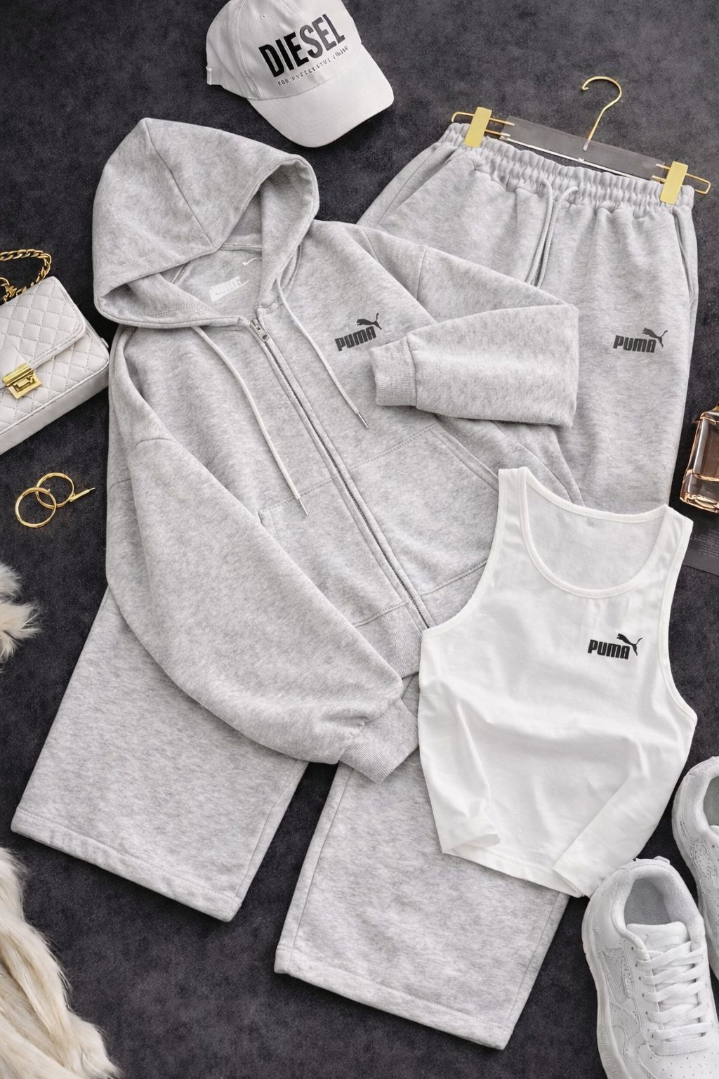 Puma 3'lü Set Takım Gri