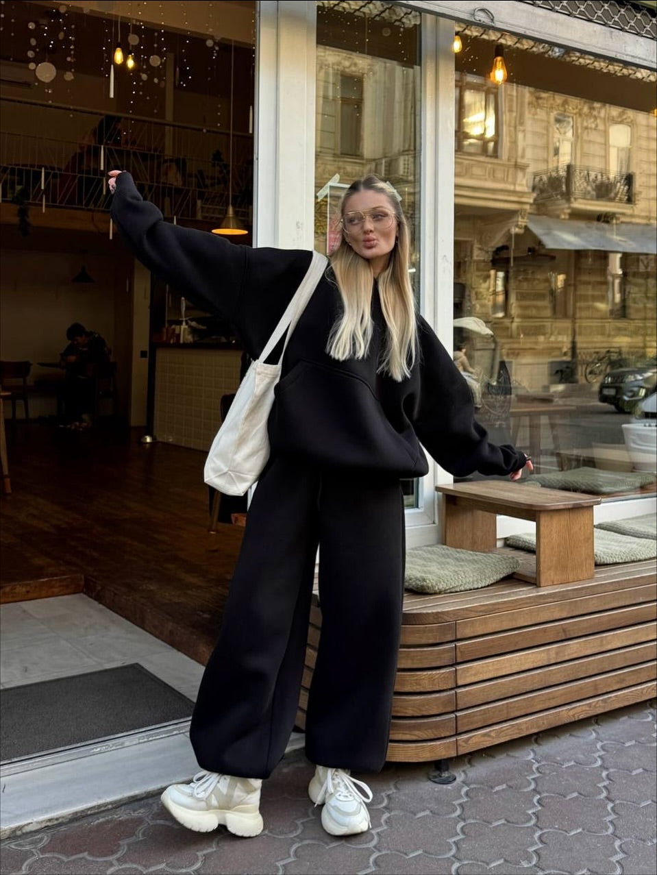 Kadın Oversize Eşofman Takımı Siyah