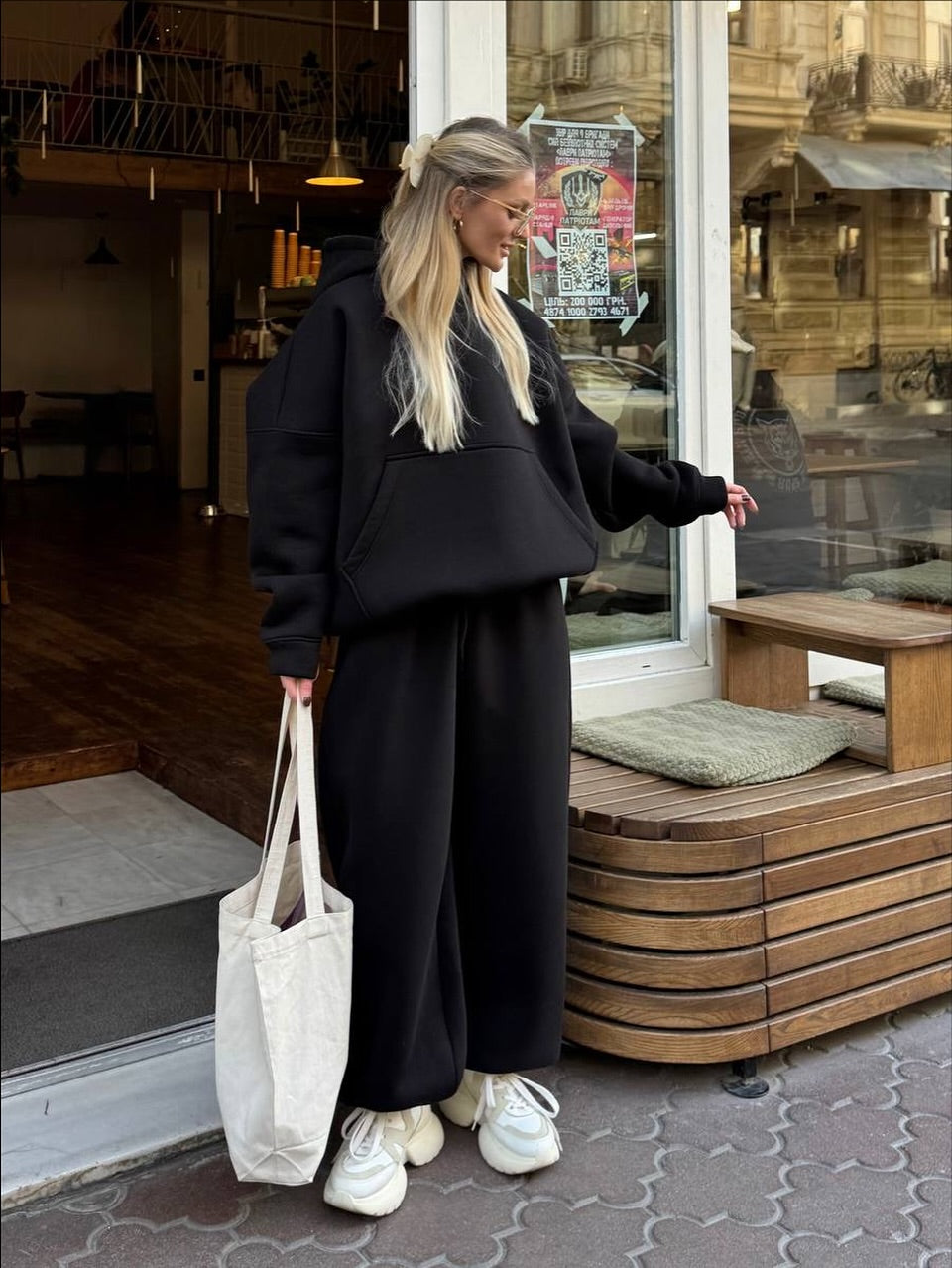 Kadın Oversize Eşofman Takımı Siyah