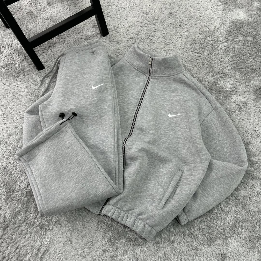 Nk Fermuarlı Eşofman Takımı Unisex Gri