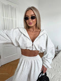 Oversize Fermuarlı Takım Gri