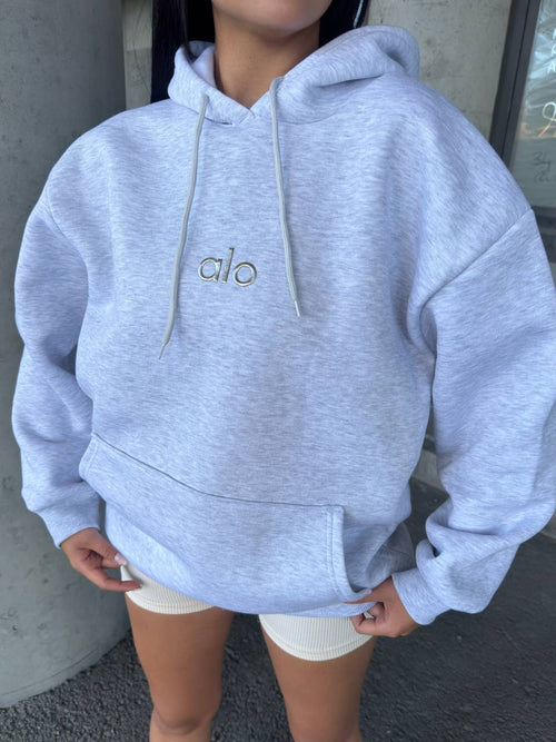 Alo Oversize Kapşonlu Sweatshirt Gri