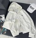 Oversize Polo Hoodie %100 Pamuk 3 İplik Grey