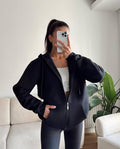 Oversize Fermuarlı Hırka %100 Pamuk 3 İplik Kumaş