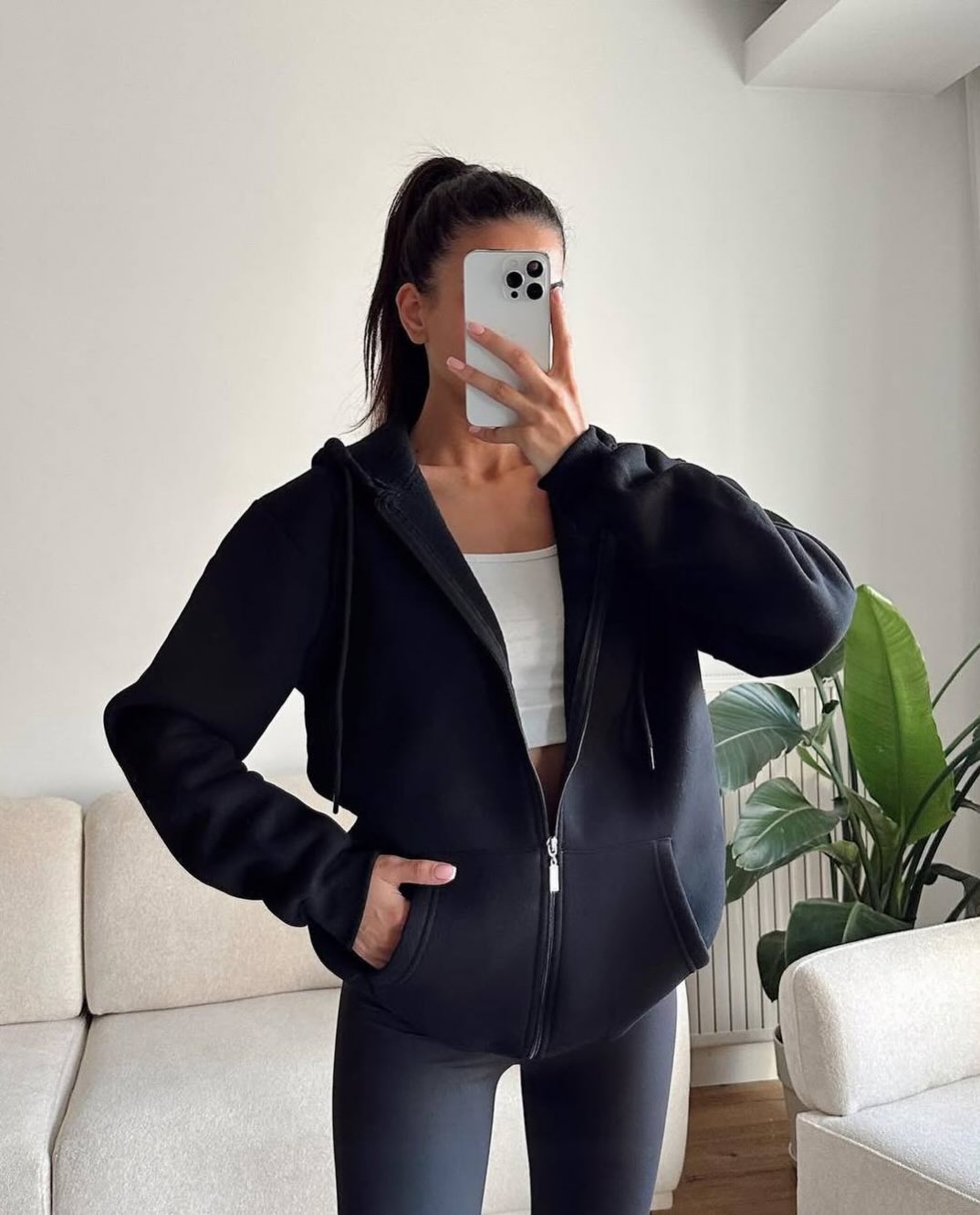 Oversize Fermuarlı Hırka %100 Pamuk 3 İplik Kumaş