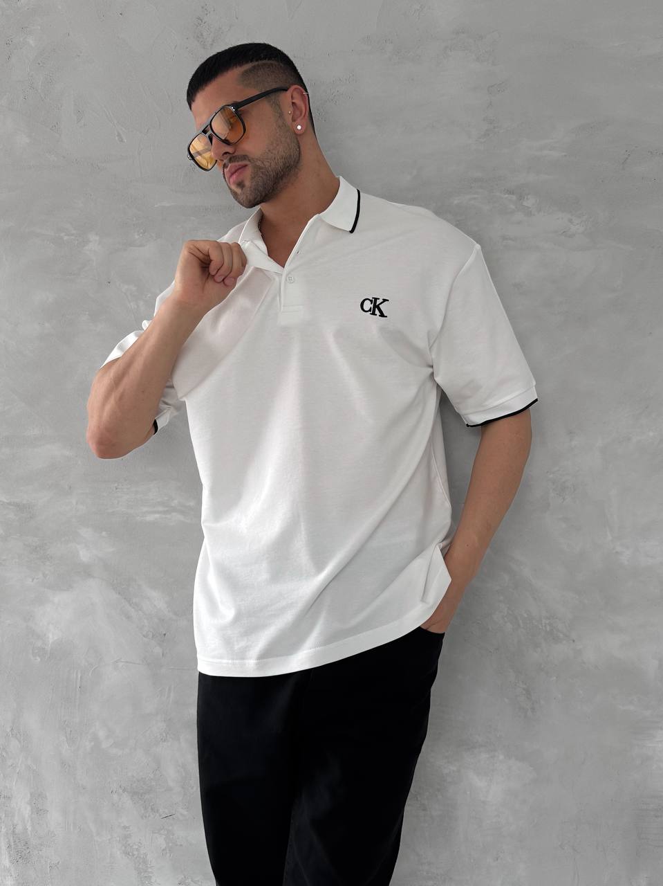 CK POLO YAKA  T-SHİRT BEYAZ
