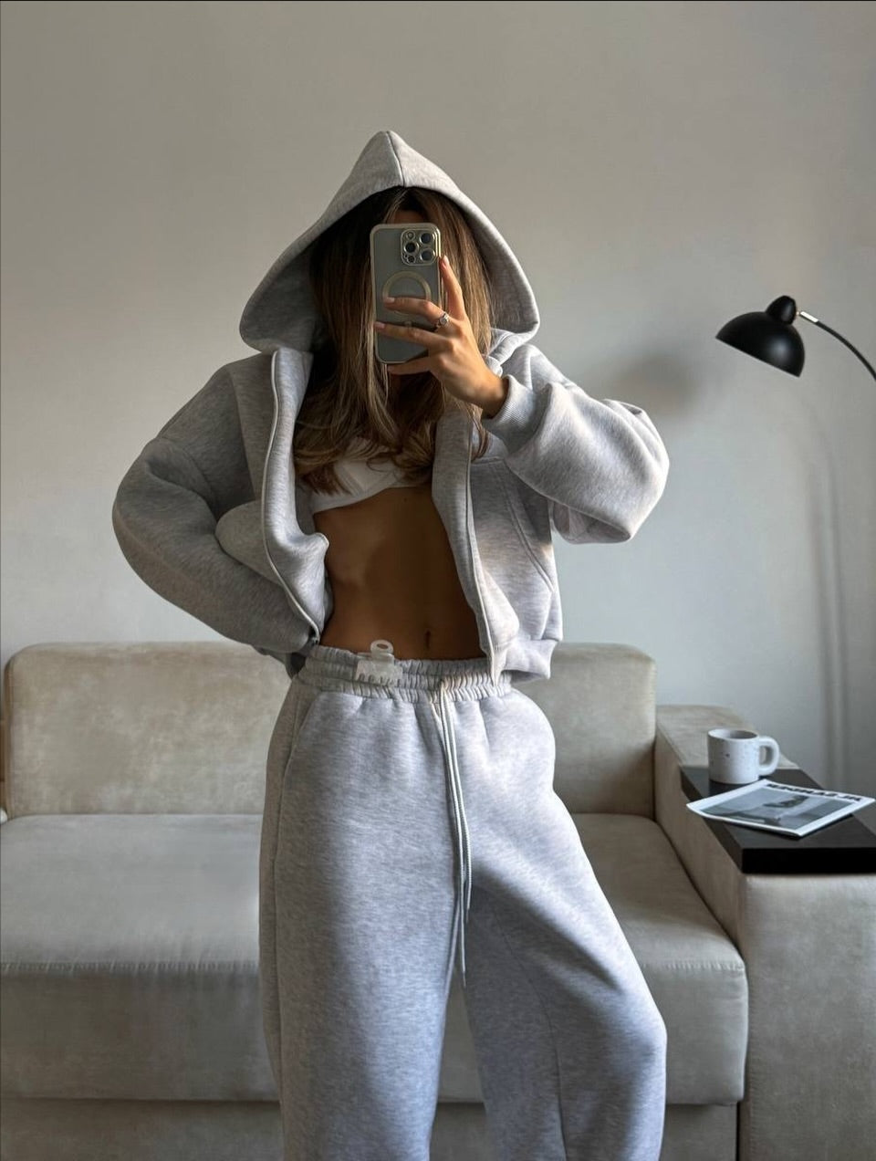 Modern Oversize Gri 3'lü Set