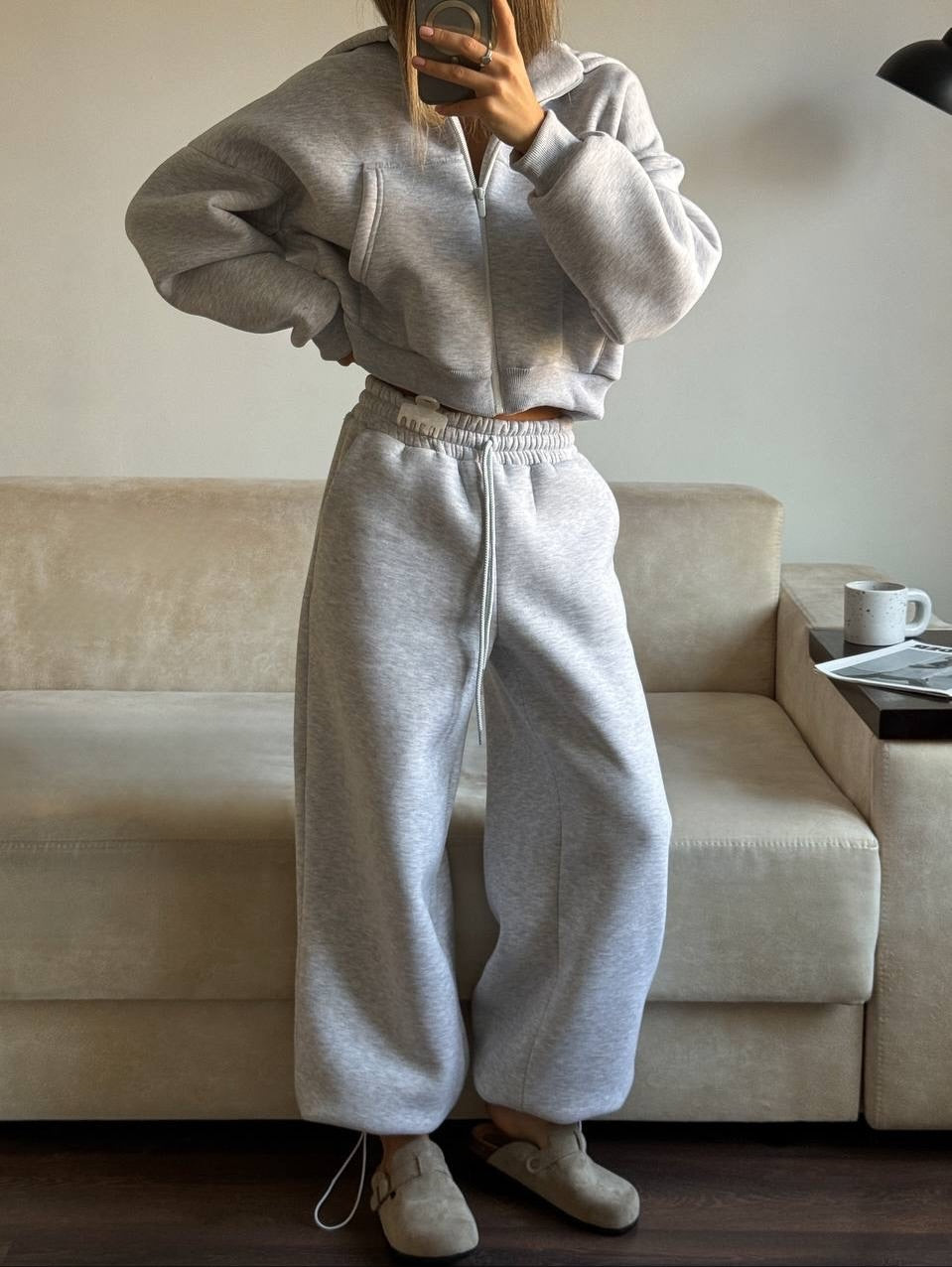 Modern Oversize Gri 3'lü Set