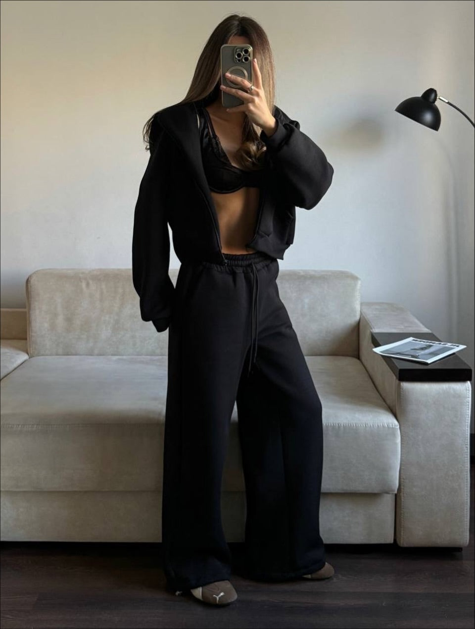 Modern Oversize Siyah 3'lü Set