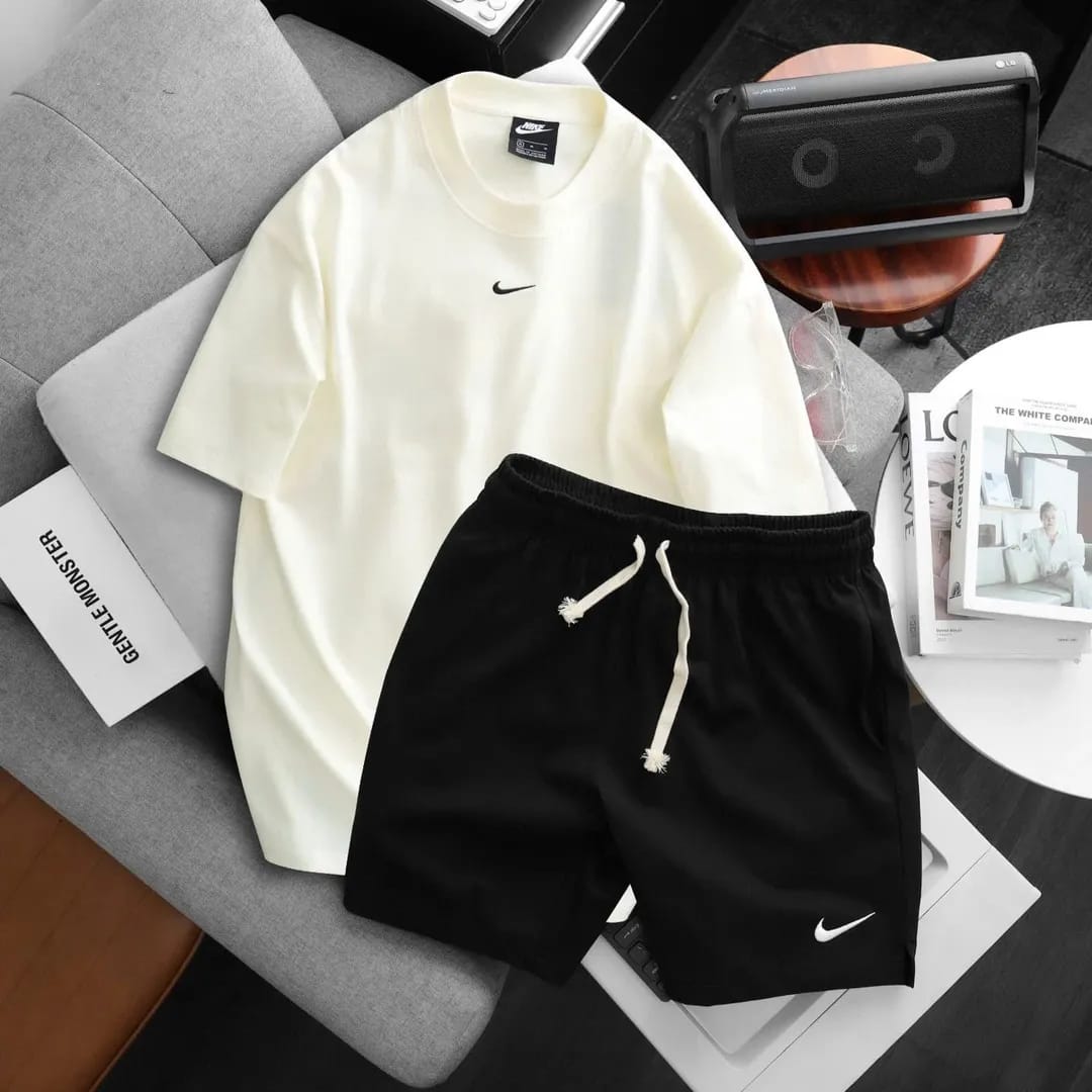 NIKE SIYAH BEYAZ KOMBİN ŞORT + TİŞÖRT  OVERSİZE YENİ SEZON