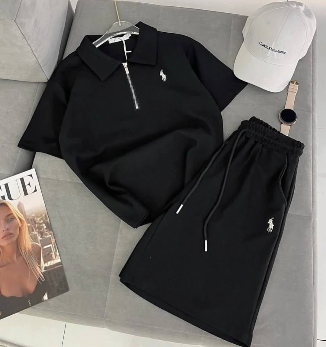POLO SIYAH TAKIM TİŞÖRT + ŞORT OVERSİZE YENİ SEZON