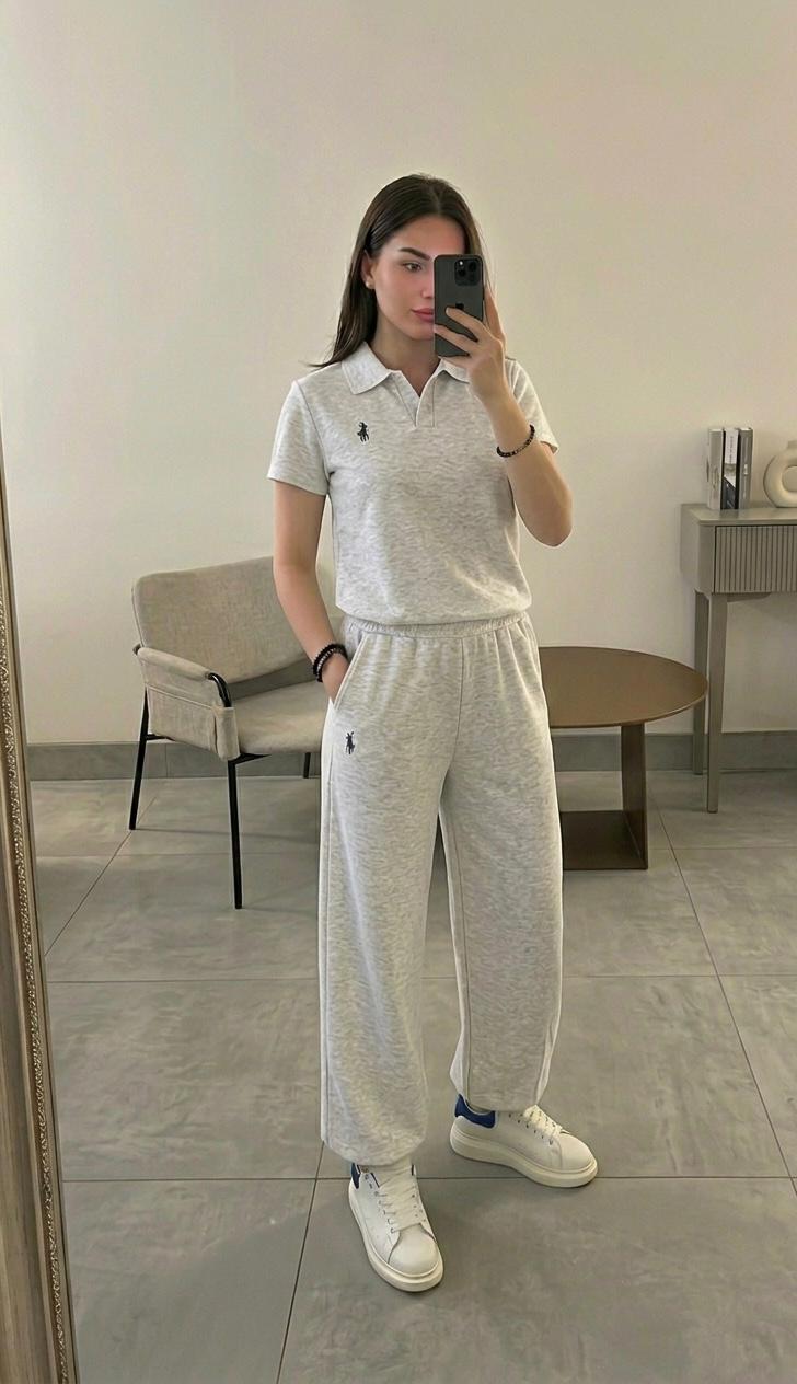 GRİ POLO YAZLIK MODAL KUMAŞ TAKIM
