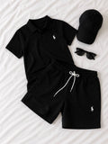 SIYAH US & POLO SET YAZLIK ŞORT TİŞÖRT