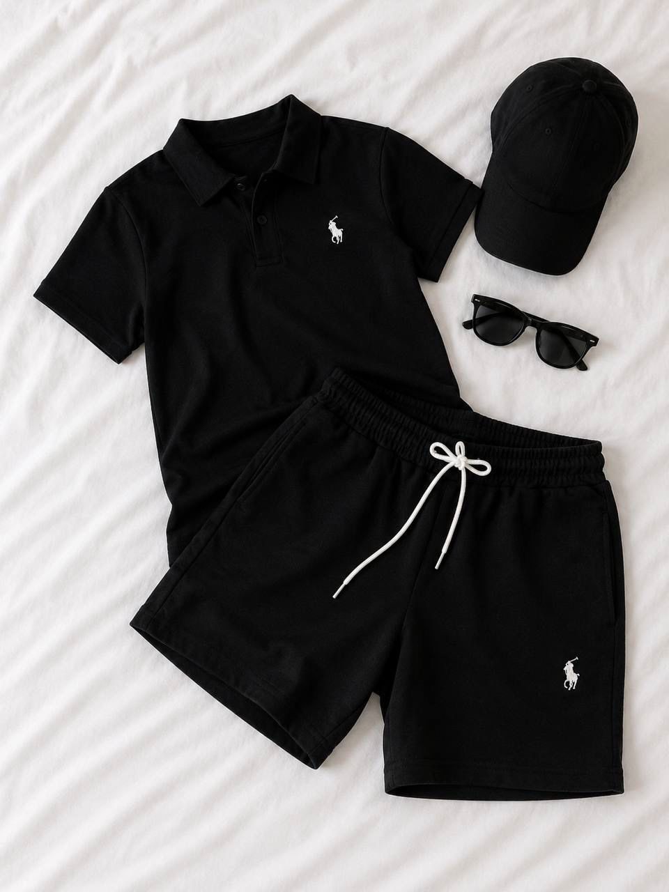 SIYAH US & POLO SET YAZLIK ŞORT TİŞÖRT