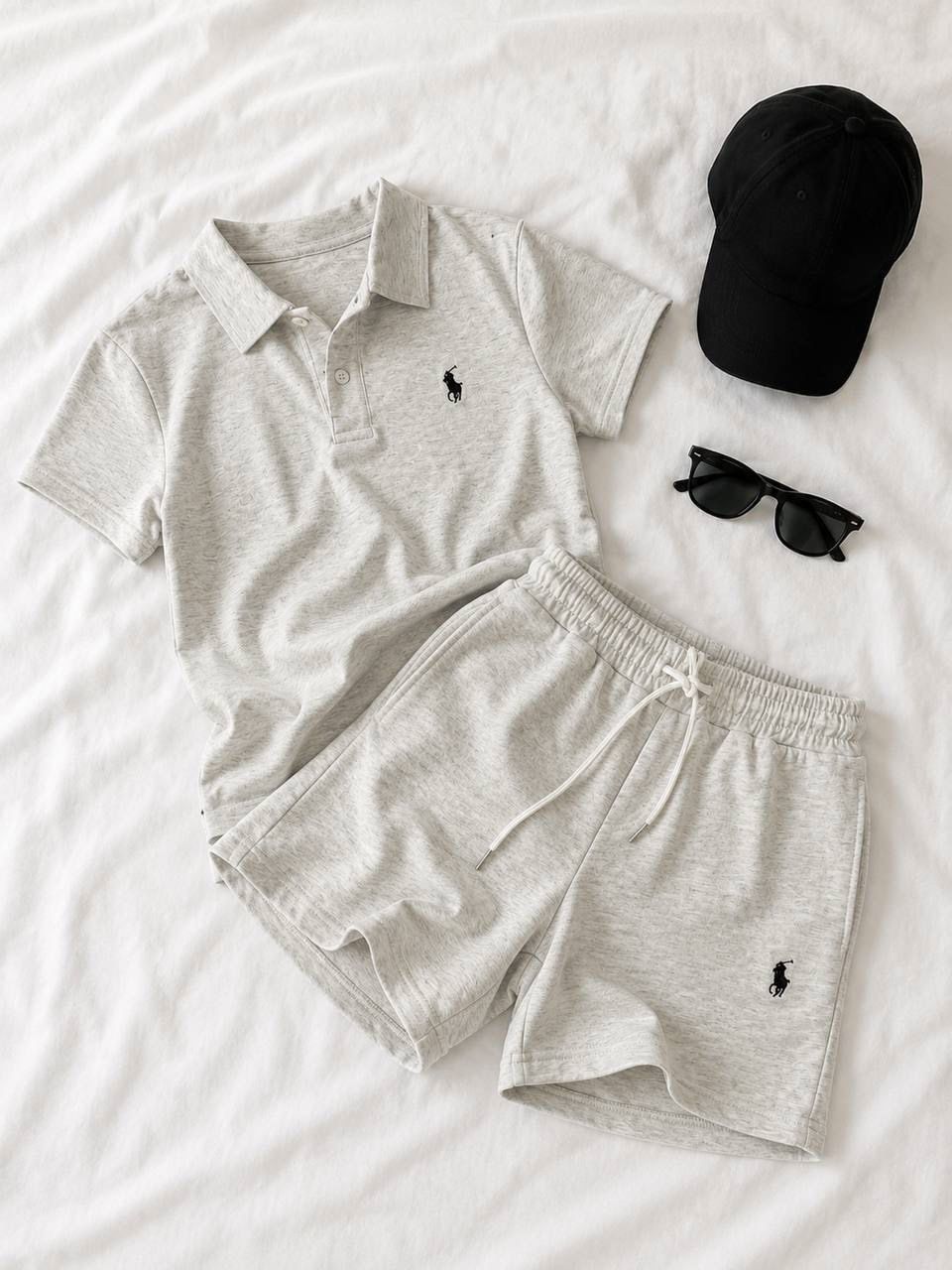 GRİ US & POLO SET YAZLIK ŞORT TİŞÖRT