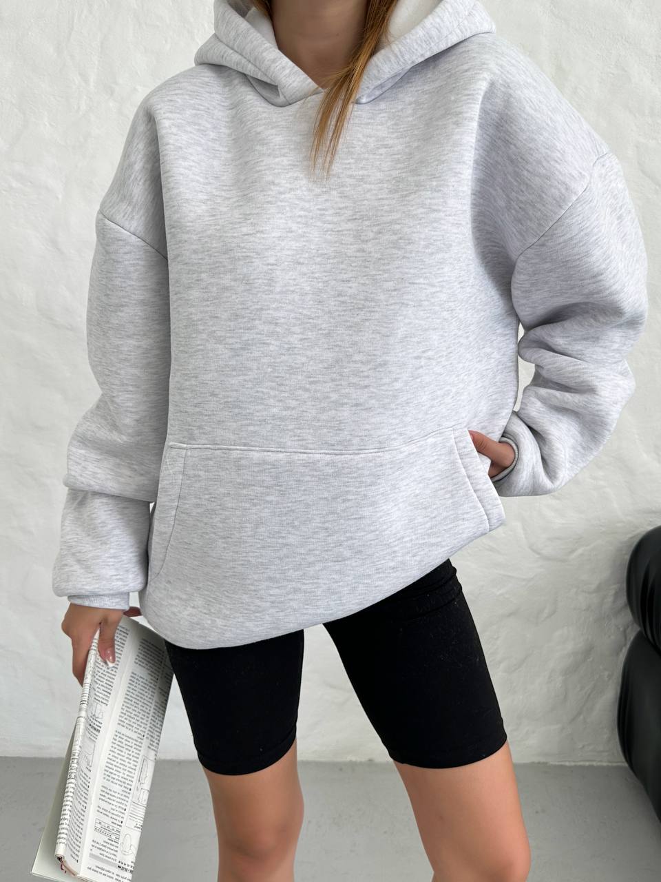 Oversize Kapşonlu Sweatshirt Gri