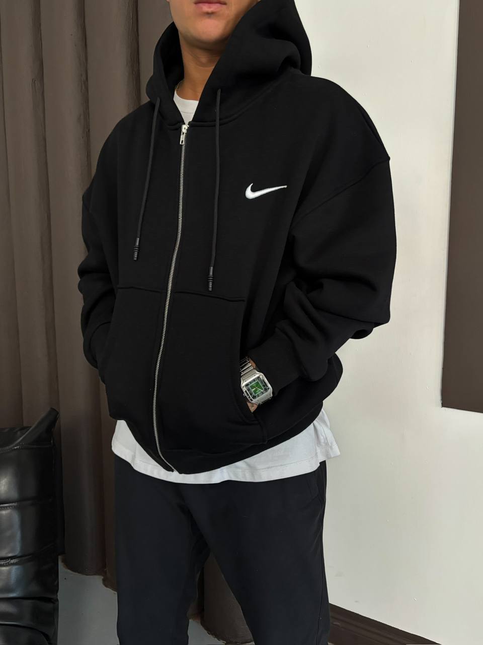 Nike Tik Oversize Fermuarlı Hırka Siyah