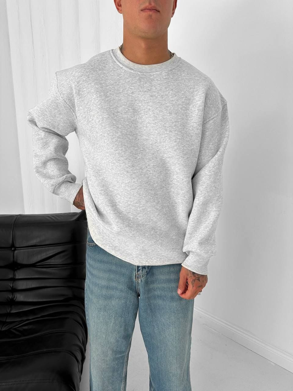 Bisiklet Yaka Sweatshirt Gri