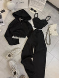 Oversize 3'lü Set Siyah Takım