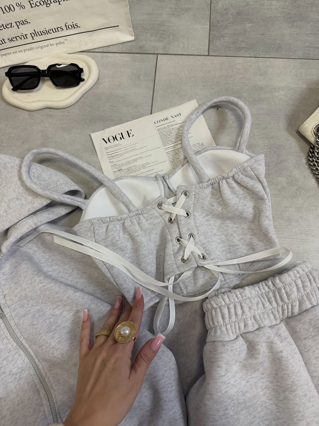 Oversize 3'lü Set Gri Takım