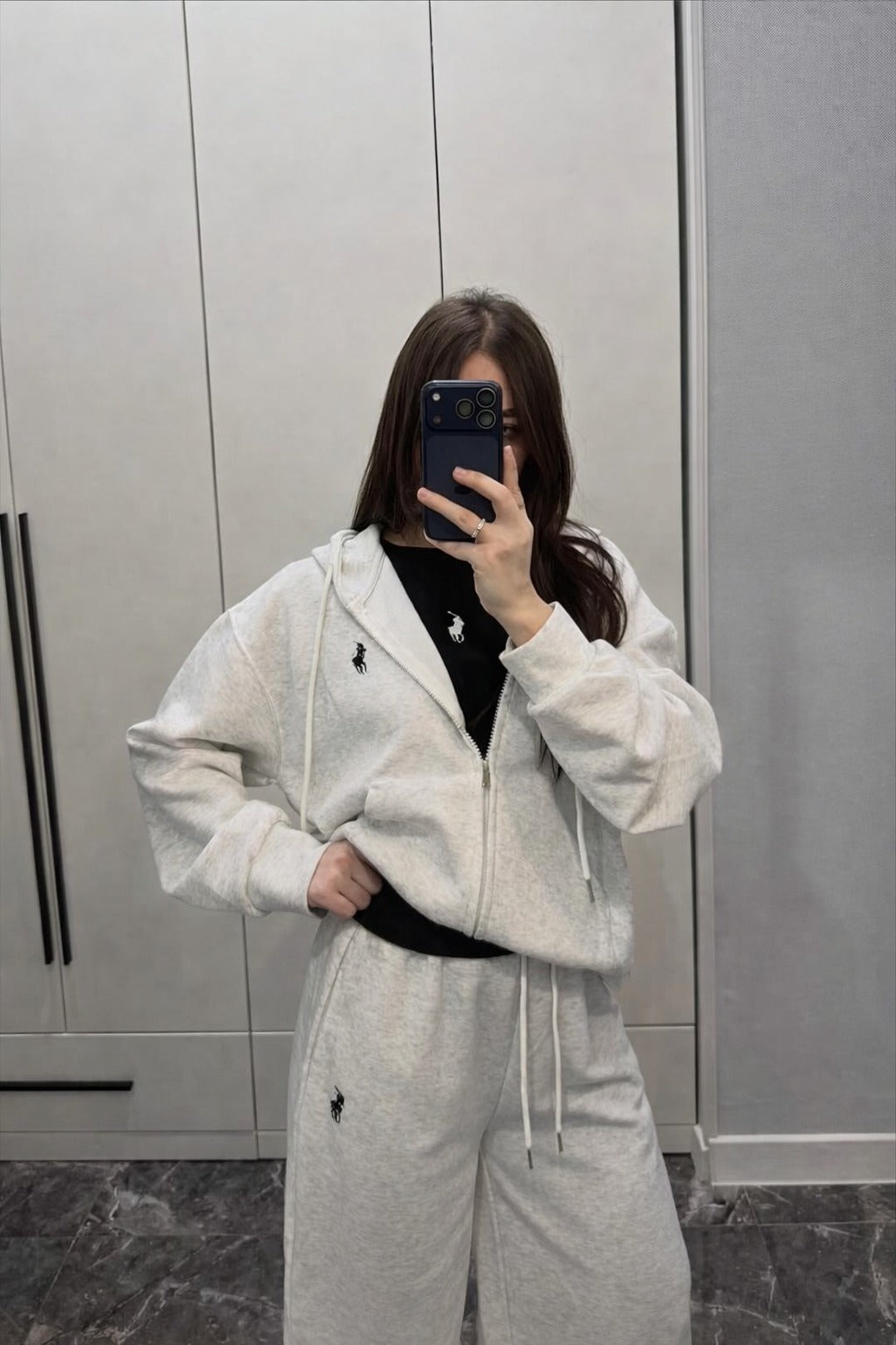 Polo 3'lü Set Takım Gri Mevsimlik Yazlık Kumaş