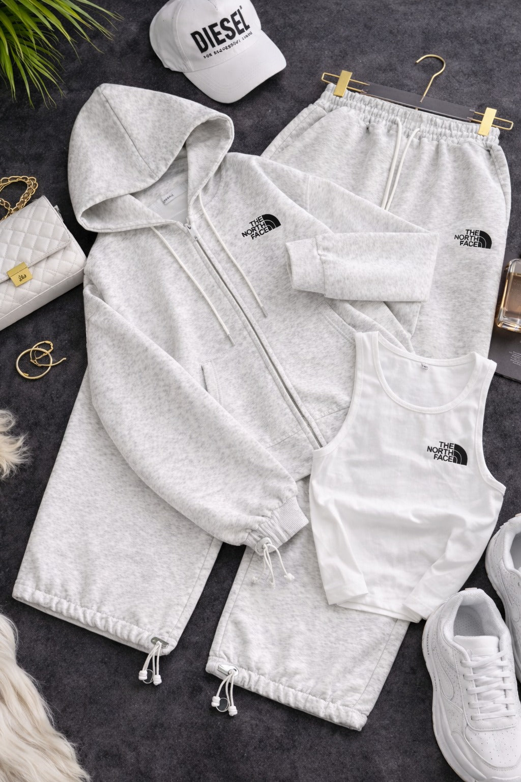 The North Face 3'lü Set Takım Gri