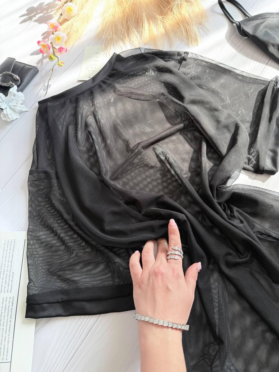 3'LÜ SET YAZLIK YENİ TÜL ÜST + CROP + ŞORT